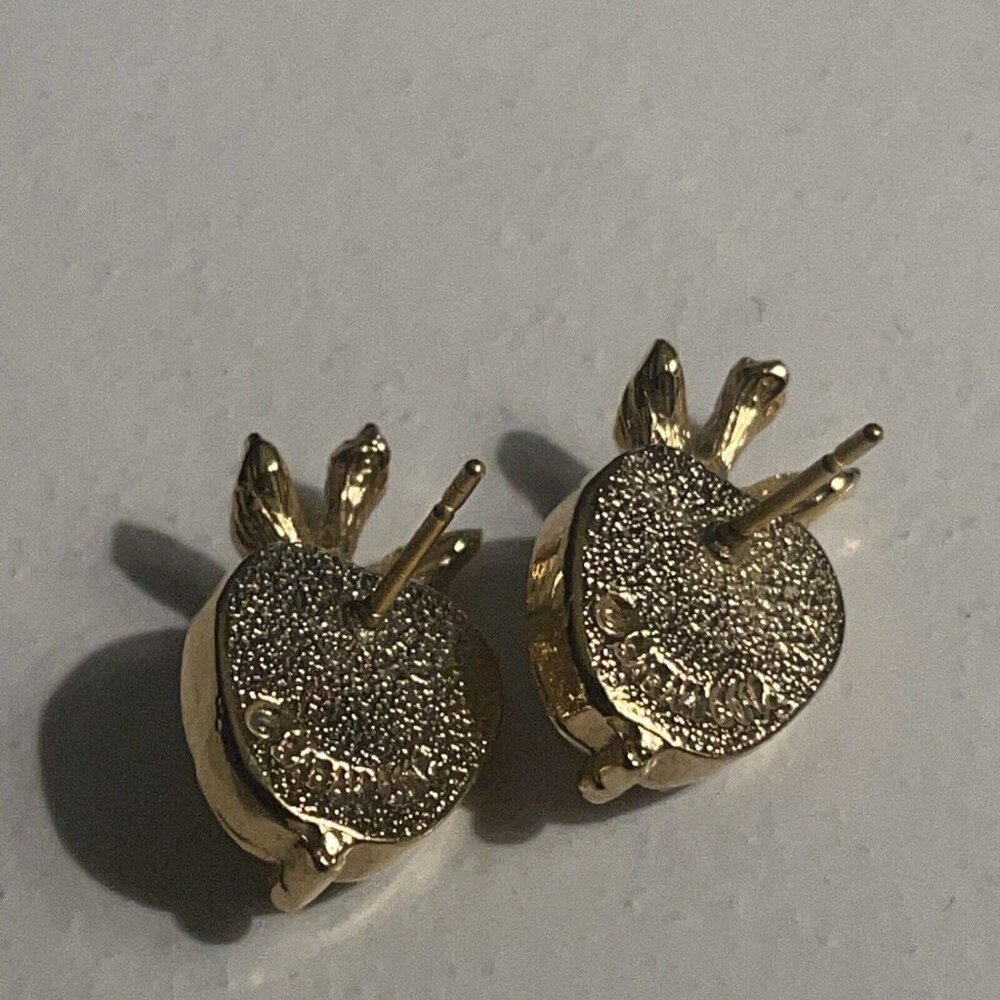 Vintage Sarah Coventry Frosted Apple Pierced Stud Earrings Gold Tone E15 - Picture 3 of 5
